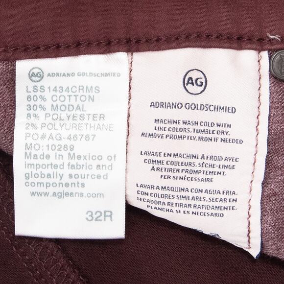 AG Adriano Goldschmied Maroon The Prima Cigarette Leg Jeans Size 32 - Picture 10 of 13